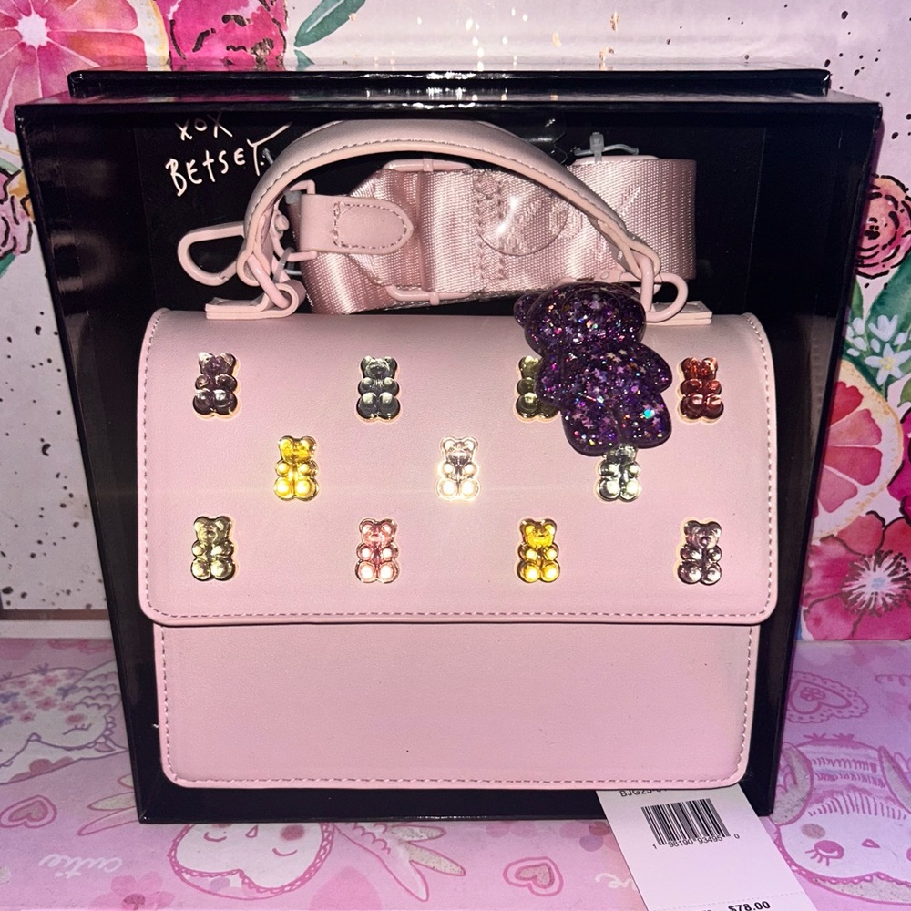 pink glitter Gummy Bears Betsey Johnson cross body purse Limited edition HTF